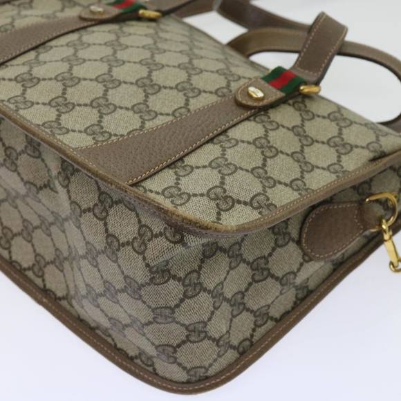 GUCCI GG Supreme Web Sherry Line Hand Bag 2way Beige Red 41 02 039 Auth 64239 - Picture 9 of 16